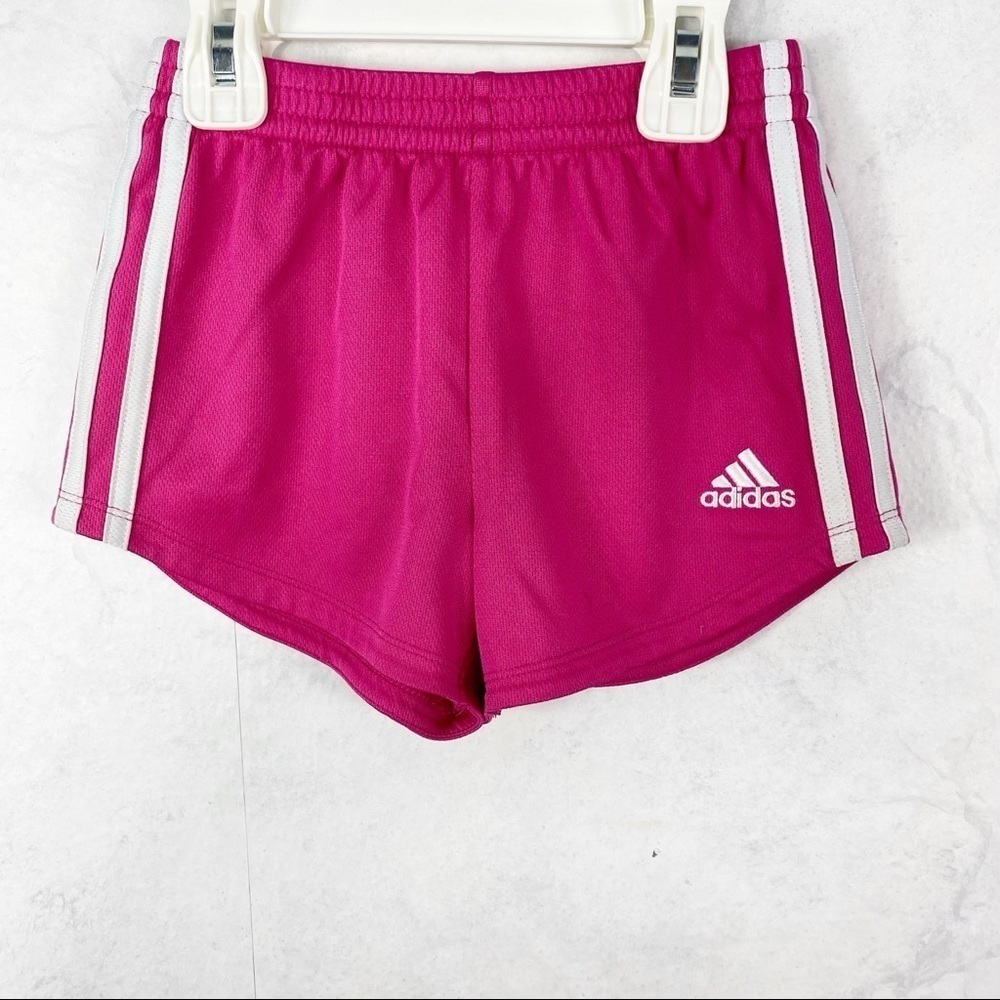 [Adidas] Girls Pink Mesh Athletic Shorts